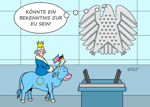 Cartoon: König Charles im Bundestag (medium) by Erl tagged illustration,politik,besuch,könig,charles,iii,großbritannien,gb,uk,deutschland,rede,bundestag,bekenntnis,eu,europa,werte,brexit,bundesadler,stier,karikatur,erl,illustration,politik,besuch,könig,charles,iii,großbritannien,gb,uk,deutschland,rede,bundestag,bekenntnis,eu,europa,werte,brexit,bundesadler,stier,karikatur,erl