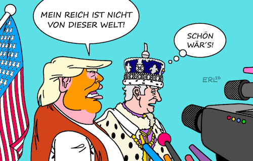 Cartoon: Könige II (medium) by Erl tagged politik,usa,trump,geisteszustand,hybris,jesus,besuch,könig,charles,großbritannien,karikatur,erl,politik,usa,trump,geisteszustand,hybris,jesus,besuch,könig,charles,großbritannien,karikatur,erl
