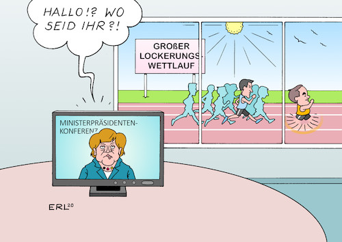 Cartoon: Konferenz II (medium) by Erl tagged politik,corona,pandemie,virus,kontaktverbot,schließungen,lockerungen,wettbewerb,bundesländer,ministerpräsidenten,laschet,söder,konferenz,video,bundeskanzlerin,angela,merkel,karikatur,erl,politik,corona,pandemie,virus,kontaktverbot,schließungen,lockerungen,wettbewerb,bundesländer,ministerpräsidenten,laschet,söder,konferenz,video,bundeskanzlerin,angela,merkel,karikatur,erl