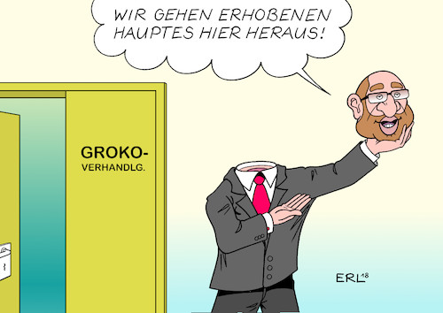 Cartoon: Kopf gerettet (medium) by Erl tagged politik,bundestagswahl,wahl,regierungsbildung,verhandlungen,große,koalition,cdu,csu,spd,partei,parteichef,martin,schulz,kritik,zickzackkurs,position,sozialdemokratisch,inhalte,eintritt,regierung,abstimmung,basis,mitglieder,mitgliederbefragung,kopf,haupt,karikatur,erl,politik,bundestagswahl,wahl,regierungsbildung,verhandlungen,große,koalition,cdu,csu,spd,partei,parteichef,martin,schulz,kritik,zickzackkurs,position,sozialdemokratisch,inhalte,eintritt,regierung,abstimmung,basis,mitglieder,mitgliederbefragung,kopf,haupt,karikatur,erl