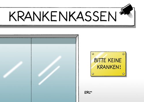 Cartoon: Krankenkassen (medium) by Erl tagged krankenkasse,city,bkk,pleite,insolvenz,mitglieder,versicherte,wechsel,alt,krank,ablehnung,abwimmeln,krankenkasse,city,bkk,pleite,insolvenz,mitglieder,versicherte,wechsel,krank,ablehnung,abwimmeln,gesundheit