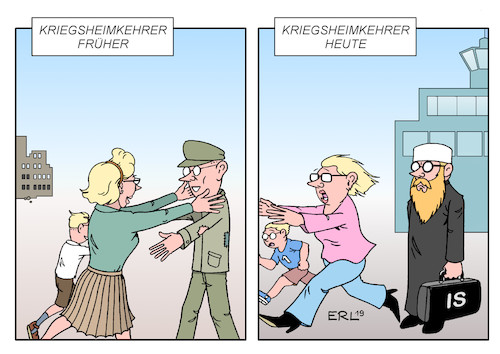 Cartoon: Kriegsheimkehrer (medium) by Erl tagged politik,terrorismus,islamismus,is,deutschland,rücknahme,kämpfer,deutsche,staatsbürger,angst,anschläge,gefährder,innere,sicherheit,syrien,türkei,kriegsheimkehrer,karikatur,erl,politik,terrorismus,islamismus,is,deutschland,rücknahme,kämpfer,deutsche,staatsbürger,angst,anschläge,gefährder,innere,sicherheit,syrien,türkei,kriegsheimkehrer,karikatur,erl