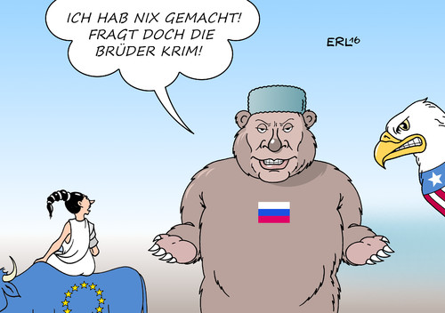 Cartoon: Krim (medium) by Erl tagged krim,annexion,russland,konflikt,krieg,ukraine,information,nachrichten,unklarheit,märchen,brüder,grimm,eu,europa,stier,putin,bär,usa,adler,karikatur,erl,krim,annexion,russland,konflikt,krieg,ukraine,information,nachrichten,unklarheit,märchen,brüder,grimm,eu,europa,stier,putin,bär,usa,adler,karikatur,erl