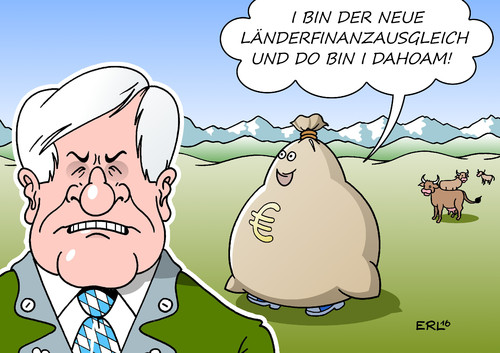 Cartoon: Länderfinanzausgleich (medium) by Erl tagged länderfinanzausgleich,neu,regelung,bund,länder,geberländer,nehmerländer,bayern,ersparnis,geld,daheim,dahoam,geldsack,ministerpräsident,horst,seehofer,freude,berge,kühe,karikatur,erl,länderfinanzausgleich,neu,regelung,bund,länder,geberländer,nehmerländer,bayern,ersparnis,geld,daheim,dahoam,geldsack,ministerpräsident,horst,seehofer,freude,berge,kühe,karikatur,erl