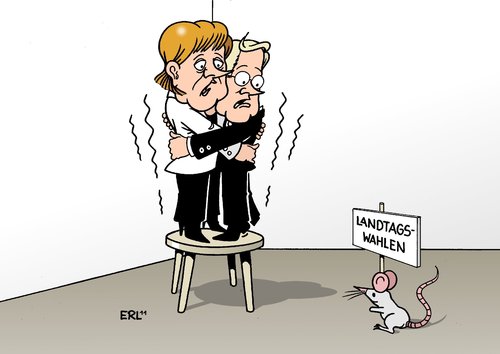 Cartoon: Landtagswahlen (medium) by Erl tagged regierung,koalition,schwarz,gelb,cdu,csu,fdp,merkel,westerwelle,landtagswahl,baden,württemberg,rheinland,pfalz,angst,macht,verlust,zittern,maus,regierung,koalition,schwarz,gelb,cdu,csu,fdp,angela merkel,guido westerwelle,baden württemberg,angst,rheinland,angela,merkel,guido,westerwelle,baden,württemberg,wahlen