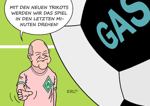 Cartoon: Last-Minute-Sieg (medium) by Erl tagged politik,krieg,russland,ukraine,gas,knappheit,gasknappheit,gaspreis,gasumlage,kosten,angst,winter,heizen,frieren,bundeskanzler,olaf,scholz,ampel,spd,grüne,fdp,zuversicht,sport,fußball,bundesliga,werder,bremen,last,minute,sieg,borussia,dortmund,trikot,lachsfarben,karikatur,erl,politik,krieg,russland,ukraine,gas,knappheit,gasknappheit,gaspreis,gasumlage,kosten,angst,winter,heizen,frieren,bundeskanzler,olaf,scholz,ampel,spd,grüne,fdp,zuversicht,sport,fußball,bundesliga,werder,bremen,last,minute,sieg,borussia,dortmund,trikot,lachsfarben,karikatur,erl