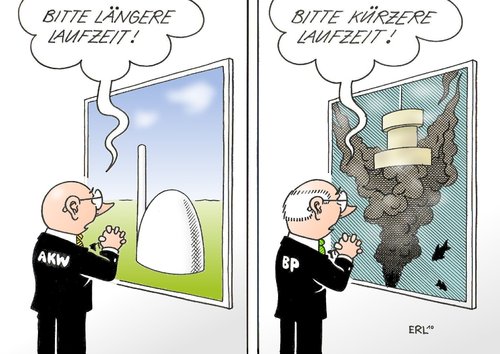 Cartoon: Laufzeiten (medium) by Erl tagged atomkraft,atomkraftwerk,laufzeit,verlängerung,bp,ölpest,öl,meer,absaugglocke,atomkraft,atomkraftwerk,laufzeit,verlängerung,ölpest,öl,meer,energien