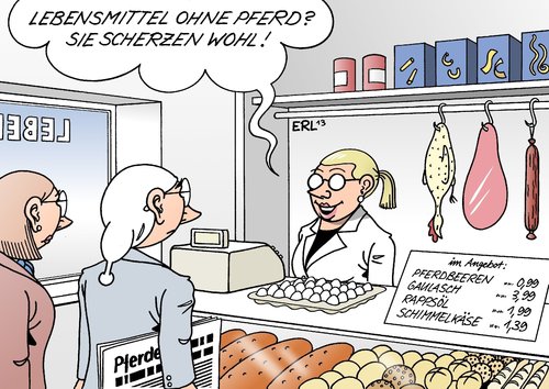 Cartoon: Lebensmittel (medium) by Erl tagged verbraucherschutz,verbraucher,angebot,fertiggericht,lasagne,betrug,skandal,pferdefleisch,lebensmittel,lebensmittel,pferdefleisch,skandal,betrug,lasagne,fertiggericht,angebot,verbraucher,verbraucherschutz