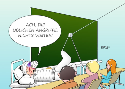 Cartoon: Lehrer (medium) by Erl tagged politik,bildung,schule,lehrer,ziel,angriffe,körperlich,angriff,mobbing,gewalt,karikatur,erl,politik,bildung,schule,lehrer,ziel,angriffe,körperlich,angriff,mobbing,gewalt,karikatur,erl