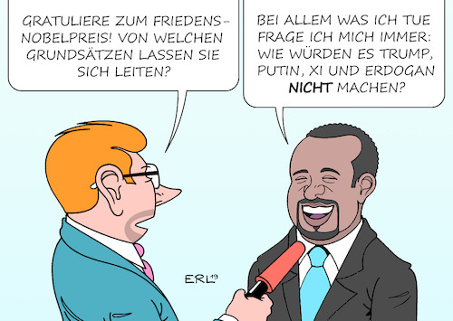 Cartoon: Leitfaden zum Frieden (medium) by Erl tagged politik,friedensnobelpreis,abiy,ahmed,ministerpräsident,äthiopien,frieden,eritrea,aussöhnung,zusammenführung,gegenteil,trump,usa,putin,russland,xi,china,erdogan,türkei,krieg,spaltung,karikatur,erl,politik,friedensnobelpreis,abiy,ahmed,ministerpräsident,äthiopien,frieden,eritrea,aussöhnung,zusammenführung,gegenteil,trump,usa,putin,russland,xi,china,erdogan,türkei,krieg,spaltung,karikatur,erl