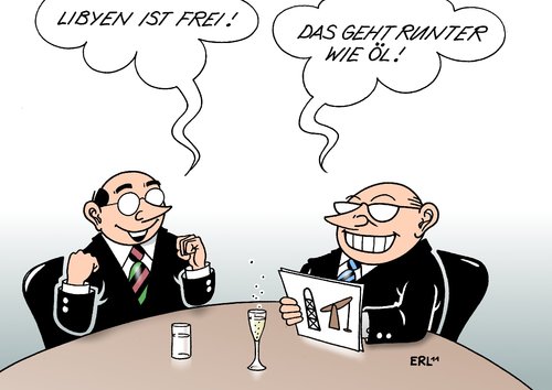 Cartoon: Libyen ist frei (medium) by Erl tagged libyen,diktator,gaddafi,tod,tot,zukunft,frei,freiheit,gestaltung,demokratie,geschäft,öl,konzern,libyen,diktator,gaddafi,tot,zukunft,frei,gestaltung,demokratie,geschäft,öl,konzern