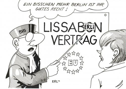 Cartoon: Lissabon (medium) by Erl tagged eu,europa,lissabon,vertrag,karlsruhe,urteil,nachhilfe,justiz,gesetz,berlin,recht,angela merkel,angela,merkel