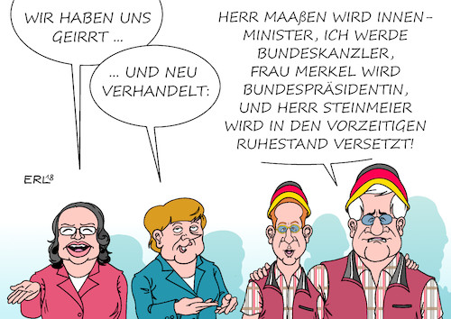 Cartoon: Lösung im Fall Maaßen (medium) by Erl tagged politik,maaßen,seehofer,merkel,nahles,irrtum,lösung,karikatur,erl,politik,maaßen,seehofer,merkel,nahles,irrtum,lösung,karikatur,erl