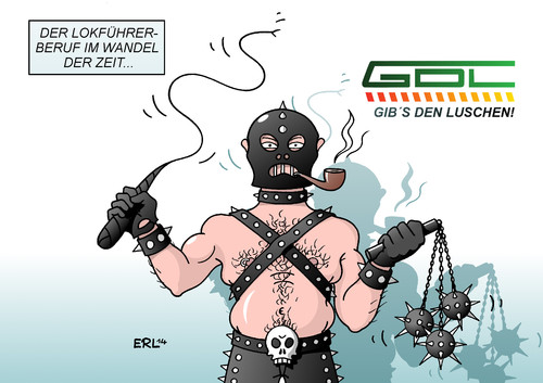 Cartoon: Lokführer (medium) by Erl tagged lokführer,gewerkschaft,gdl,streik,übertreibung,kampf,einfluss,macht,bahn,db,bahnfahrer,kunden,sadismus,masochismus,sado,maso,sadomaso,peitsche,morgenstern,luschen,lokführer,gewerkschaft,gdl,streik,übertreibung,kampf,einfluss,macht,bahn,db,bahnfahrer,kunden,sadismus,masochismus,sado,maso,sadomaso,peitsche,morgenstern,luschen