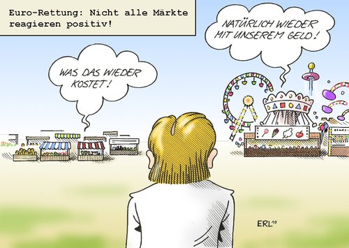 Cartoon: Märkte (medium) by Erl tagged euro,angriff,spekulation,markt,märkte,rettung,beruhigung,euro,angriff,markt,spekulation,märkte,rettung,beruhigung,angela merkel,angela,merkel