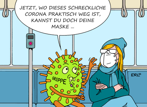 Cartoon: Maskenpflicht (medium) by Erl tagged politik,corona,virus,covid19,pandemie,ende,virologe,christian,drosten,reaktion,ampel,streit,beendigung,maßnahmen,maskenpflicht,fdp,justizminister,marco,buschmann,öffentliche,verkehrsmittel,bus,bahn,grippe,erkältung,schnupfen,husten,karikatur,erl,politik,corona,virus,covid19,pandemie,ende,virologe,christian,drosten,reaktion,ampel,streit,beendigung,maßnahmen,maskenpflicht,fdp,justizminister,marco,buschmann,öffentliche,verkehrsmittel,bus,bahn,grippe,erkältung,schnupfen,husten,karikatur,erl