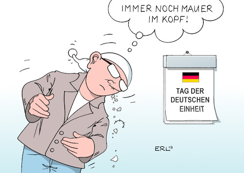 Cartoon: Mauer (medium) by Erl tagged politik,deutschland,tag,der,deutschen,einheit,wiedervereinigung,1990,2019,gemeinsamkeiten,unterschiede,vorurteile,ossi,wessi,rechts,links,grün,jammern,klugscheißen,mauer,kopf,karikatur,erl,politik,deutschland,tag,der,deutschen,einheit,wiedervereinigung,1990,2019,gemeinsamkeiten,unterschiede,vorurteile,ossi,wessi,rechts,links,grün,jammern,klugscheißen,mauer,kopf,karikatur,erl