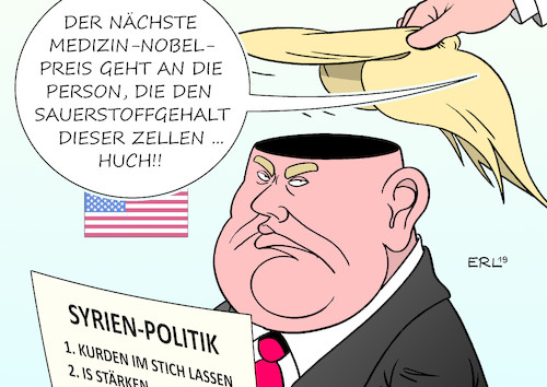 Cartoon: Medizin-Nobelpreis (medium) by Erl tagged nobelpreis,medizin,medizinnobelpreis,bekanntgabe,stockholm,zellen,messung,sauerstoffgehalt,bestimmung,usa,präsident,donald,trump,außenpolitik,syrien,abzug,us,truppen,schwächung,verbündete,kurden,stärkung,is,islamischer,staat,verstand,gehirn,karikatur,erl,nobelpreis,medizin,medizinnobelpreis,bekanntgabe,stockholm,zellen,messung,sauerstoffgehalt,bestimmung,usa,präsident,donald,trump,außenpolitik,syrien,abzug,us,truppen,schwächung,verbündete,kurden,stärkung,is,islamischer,staat,verstand,gehirn,karikatur,erl