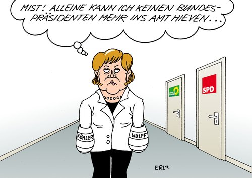 Cartoon: Merkel (medium) by Erl tagged bundespräsident,rücktritt,christian,wulff,affäre,kredit,urlaub,mailbox,bild,zeitung,staatsanwalt,anfangsverdacht,verdacht,vorteilsnahme,bestechlichkeit,korruption,geld,nähe,macht,hannover,ministerpräsident,bundeskanzlerin,angela,merkel,horst,köhler,spd,grüne,bundespräsident,wulff,affäre