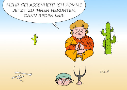 Cartoon: Merkel Bauern (medium) by Erl tagged politik,landwirtschaft,bauern,proteste,vorgaben,umweltschutz,klimaschutz,gespräch,bundeskanzlerin,angela,merkel,schweben,mistgabel,klimawandel,wüste,karikatur,erl,politik,landwirtschaft,bauern,proteste,vorgaben,umweltschutz,klimaschutz,gespräch,bundeskanzlerin,angela,merkel,schweben,mistgabel,klimawandel,wüste,karikatur,erl