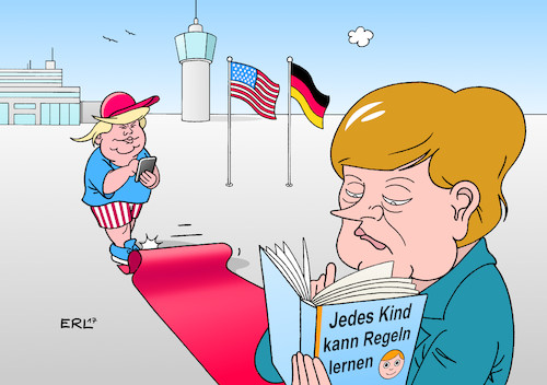 Image result for Trump and Merkel in caricatures