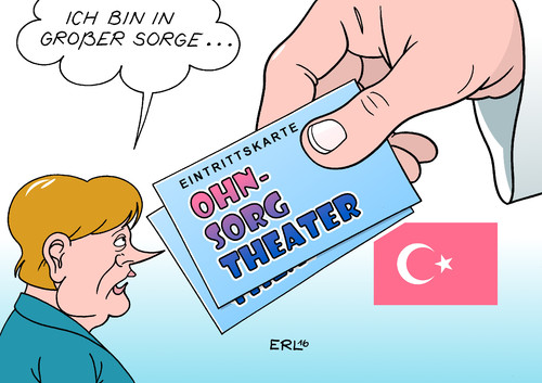 Cartoon: Merkel Türkei (medium) by Erl tagged bundeskanzlerin,angela,merkel,besuch,türkei,präsident,erdogan,demokratie,abbau,aufhebung,immunität,abgeordnete,verhaftung,jornalisten,pressefreiheit,kritik,sorge,ohnsorgtheater,theater,karten,flüchtlinge,abkommen,deal,karikatur,erl,bundeskanzlerin,angela,merkel,besuch,türkei,präsident,erdogan,demokratie,abbau,aufhebung,immunität,abgeordnete,verhaftung,jornalisten,pressefreiheit,kritik,sorge,ohnsorgtheater,theater,karten,flüchtlinge,abkommen,deal,karikatur,erl