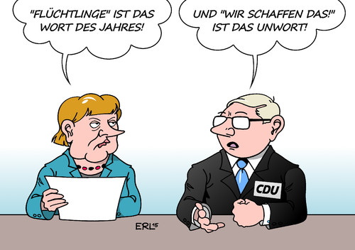 Cartoon: Merkel Wort (medium) by Erl tagged wort,des,jahres,flüchtlinge,bundeskanzlerin,angela,merkel,willkommen,willkommenskultur,wir,schaffen,das,kritik,rechts,konservativ,basis,obergrenze,sprache,deutsch,gesellschaft,karikatur,erl,wort,des,jahres,flüchtlinge,bundeskanzlerin,angela,merkel,willkommen,willkommenskultur,wir,schaffen,das,kritik,rechts,konservativ,basis,obergrenze,sprache,deutsch,gesellschaft,karikatur,erl