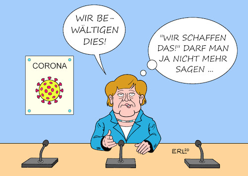 Cartoon: Merkels Satz (medium) by Erl tagged politik,bundeskanzlerin,angela,merkel,sommerpressekonferenz,pressekonferenz,sommer,ritual,satz,wir,schaffen,das,2015,flüchtlinge,aufnahme,zustimmung,kritik,corona,virus,pandemie,krise,bewältigung,karikatur,erl,politik,bundeskanzlerin,angela,merkel,sommerpressekonferenz,pressekonferenz,sommer,ritual,satz,wir,schaffen,das,2015,flüchtlinge,aufnahme,zustimmung,kritik,corona,virus,pandemie,krise,bewältigung,karikatur,erl