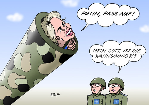 Cartoon: Militärische Präsenz (medium) by Erl tagged ukraine,krim,russland,besetzung,militär,präsenz,grenze,nato,eu,deutschland,verteidigungsministerin,ursula,von,der,leyen,soldat,kanone,kanonenrohr,putin,ukraine,krim,russland,besetzung,militär,präsenz,grenze,nato,eu,deutschland,verteidigungsministerin,ursula,von,der,leyen,soldat,kanone,kanonenrohr,putin