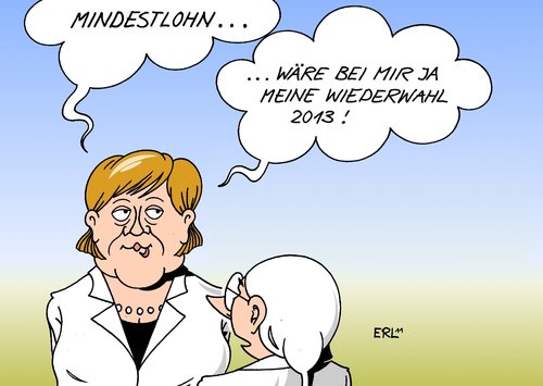 Cartoon: Mindestlohn (medium) by Erl tagged mindestlohn,tarif,bundeskanzlerin,angela,merkel,wiederwahl,wahl,bundestagswahl,2013,mindestlohn,tarif,bundeskanzlerin,merkel,wiederwahl,bundestagswahl,wahl