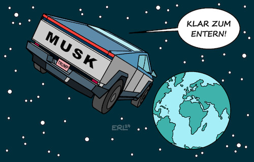 Cartoon: Musk (medium) by Erl tagged politik,usa,trump,musk,blockade,haushalt,einmischung,länder,weltweit,erde,entern,tesla,cybertruck,karikatur,erl,politik,usa,trump,musk,blockade,haushalt,einmischung,länder,weltweit,erde,entern,tesla,cybertruck,karikatur,erl