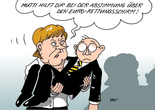 Cartoon: Mutti (medium) by Erl tagged euro,krise,schulden,griechenland,rettungsschirm,abstimmung,bundestag,regierung,koalition,schwarz,gelb,cdu,csu,fdp,mehrheit,kanzlermehrheit,wackelig,zitterpartie,schuss,wilhelm,tell,apfel,bundeskanzlerin,angela,merkel,schicksalstag,euro,krise,griechenland,schulden,rettungsschirm,abstimmung,bundestag,regierung,koalition,merkel