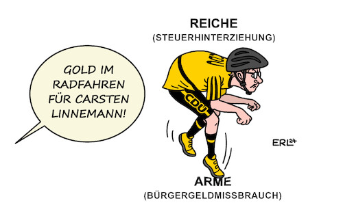 Cartoon: Nach oben buckeln n unten treten (medium) by Erl tagged politik,cdu,generalsekretär,carsten,linnemann,prinzip,radfahrer,nach,oben,buckeln,unten,treten,stimmung,gegen,bürgergeldempfänger,bürgergeld,missbrauch,arbeit,ablehnung,arme,reiche,steuerhinterziehung,steuerbetrug,milliarden,schaden,finanzen,sport,olympische,sommerspiele,paris,2024,gold,goldmedaille,deutschland,karikatur,erl,politik,cdu,generalsekretär,carsten,linnemann,prinzip,radfahrer,nach,oben,buckeln,unten,treten,stimmung,gegen,bürgergeldempfänger,bürgergeld,missbrauch,arbeit,ablehnung,arme,reiche,steuerhinterziehung,steuerbetrug,milliarden,schaden,finanzen,sport,olympische,sommerspiele,paris,2024,gold,goldmedaille,deutschland,karikatur,erl