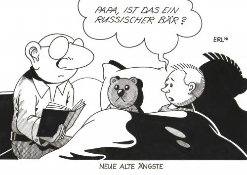 Cartoon: neue alte Ängste (medium) by Erl tagged russland,bär,kaukasus,konflikt,kalter,krieg,teddybär,kind,russland,sowjetunion,udssr,angst,kaukasus,konflikt,kalter krieg,russischer bär,russische bär,georgien,abchasien,abschreckung,abspaltung,ausnahmezustand,dmitri medwedew,medwedew,einmarsch,eskalation,fremdherrschaft,gas,gaslieferant,gaspipeline,gebietsanspruch,goliath,kaukasuskonflikt,kolonialpolitik,krieg,kriegszustand,militär,operettenarmee,panzer,provokation,südossetien,waffenstillstand,waffenstillstandserklärung,waffenstillstandsvorschlag,wladimir putin,kalter,dmitri,medwedjew,wladimir,putin,russischer,bär,russische