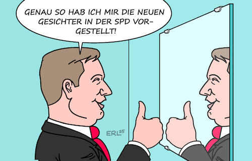 Cartoon: Neue Gesichter (medium) by Erl tagged politik,spd,bundesregierung,vizekanzler,finanzminister,lars,klingbeil,neue,gesichter,spiegel,karikatur,erl,politik,spd,bundesregierung,vizekanzler,finanzminister,lars,klingbeil,neue,gesichter,spiegel,karikatur,erl