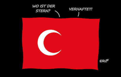 Cartoon: Neue türkische Flagge (medium) by Erl tagged politik,türkei,präsident,erdogan,verhaftung,bürgermeister,istanbul,ekrem,imamoglu,herausforderer,opposition,karikatur,erl,politik,türkei,präsident,erdogan,verhaftung,bürgermeister,istanbul,ekrem,imamoglu,herausforderer,opposition,karikatur,erl