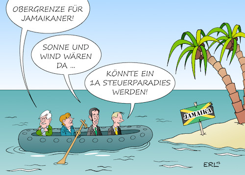 Cartoon: Neuland (medium) by Erl tagged bundestagswahl,2017,wahl,bundestag,regierung,koalition,möglichkeiten,jamaika,schwarz,gelb,grün,cdu,csu,fdp,bündnis,90,die,grünen,konflikt,horst,seehofer,obergrenze,flüchtlinge,asylrecht,özdemir,klimawandel,energiewende,erneuerbare,energie,sonne,wind,lindner,steuern,steuerpolitik,steuersenkungen,steuerparadies,karikatur,erl,bundestagswahl,2017,wahl,bundestag,regierung,koalition,möglichkeiten,jamaika,schwarz,gelb,grün,cdu,csu,fdp,bündnis,90,die,grünen,konflikt,horst,seehofer,obergrenze,flüchtlinge,asylrecht,özdemir,klimawandel,energiewende,erneuerbare,energie,sonne,wind,lindner,steuern,steuerpolitik,steuersenkungen,steuerparadies,karikatur,erl