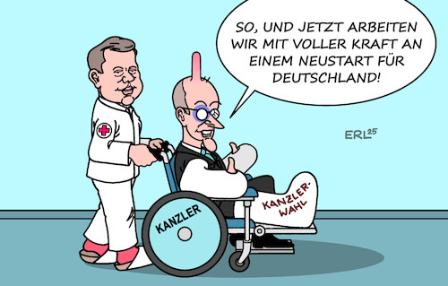 Cartoon: Neustart (medium) by Erl tagged politik,friedrich,merz,bundeskanzler,scheitern,erster,wahlgang,beule,verletzung,neustart,wachstum,karikatur,erl,politik,friedrich,merz,bundeskanzler,scheitern,erster,wahlgang,beule,verletzung,neustart,wachstum,karikatur,erl