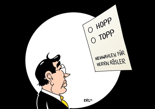 Cartoon: Neuwahlen für Herrn Rösler (medium) by Erl tagged cdu,landtag,grüne,spd,grün,rot,minderheitsregierung,regierung,westfalen,nordrhein,nrw,fdp,linke,neuwahlen,bund,berlin,vizekanzler,philipp,rösler,schicksalswahl,hopp,oder,topp,nrw,nordrhein westfalen,minderheitsregierung,grün,spd,grüne,landtag,cdu,fdp,linke,neuwahlen,nordrhein,westfalen