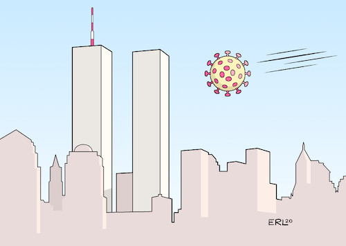 Cartoon: New York (medium) by Erl tagged politik,corona,virus,krise,coronavirus,coronakrise,covid19,usa,new,york,katastrophe,nine,eleven,world,trade,center,gesundheit,gesundheitssystem,karikatur,erl,politik,corona,virus,krise,coronavirus,coronakrise,covid19,usa,new,york,katastrophe,nine,eleven,world,trade,center,gesundheit,gesundheitssystem,karikatur,erl