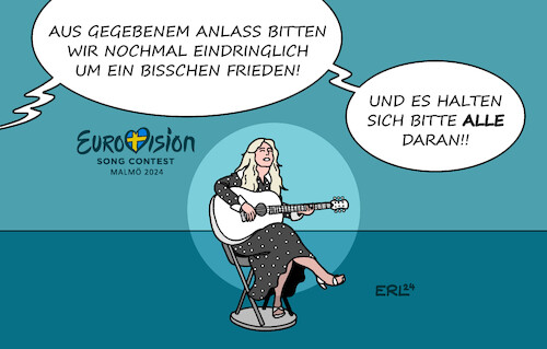 Cartoon: Nicole muss nochmal ran! (medium) by Erl tagged politik,kunst,musik,eurivision,song,contest,esc,schweden,malmö,2024,teilnahme,israel,kontroverse,proteste,bodenoffensive,krieg,gaza,palästinenser,hamas,überfall,terror,ein,bisschen,frieden,nicole,1982,karikatur,erl,politik,kunst,musik,eurivision,song,contest,esc,schweden,malmö,2024,teilnahme,israel,kontroverse,proteste,bodenoffensive,krieg,gaza,palästinenser,hamas,überfall,terror,ein,bisschen,frieden,nicole,1982,karikatur,erl