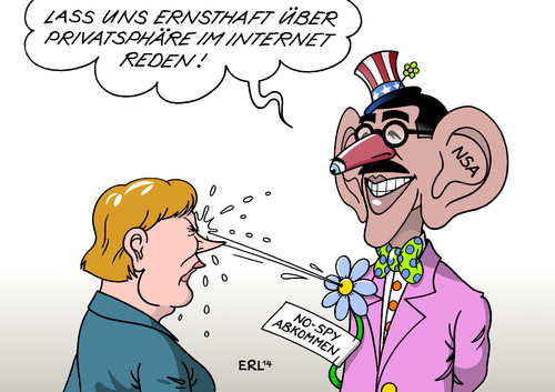 Cartoon: No-Spy-Abkommen (medium) by Erl tagged deutschland,usa,geheimdienst,nsa,bnd,spionage,überwachung,ausspähaffäre,abkommen,no,spy,dialog,privatsphäre,internet,merkel,obama,karneval,fasnacht,fasching,scherz,blume,wasser,spritzen,deutschland,usa,geheimdienst,nsa,bnd,spionage,überwachung,ausspähaffäre,abkommen,no,spy,dialog,privatsphäre,internet,merkel,obama,karneval,fasnacht,fasching,scherz,blume,wasser,spritzen