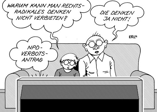 Cartoon: NPD-Verbot (medium) by Erl tagged npd,partei,verbot,antrag,bundesrat,rechtsextremismus,rechtsradikalismus,rechtsextrem,rechtsradikal,denken,bundesverfassungsgericht,karlsruhe