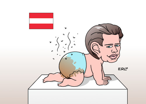 Cartoon: Österreichisches Wunderkind (medium) by Erl tagged politik,österreich,bundeskanzler,sebastian,kurz,vorwurf,korruption,illegal,finanzierung,aufstieg,karriere,schmiergeld,berichte,boulevardzeitung,presse,wunderkind,windel,voll,gestank,karikatur,erl,politik,österreich,bundeskanzler,sebastian,kurz,vorwurf,korruption,illegal,finanzierung,aufstieg,karriere,schmiergeld,berichte,boulevardzeitung,presse,wunderkind,windel,voll,gestank,karikatur,erl