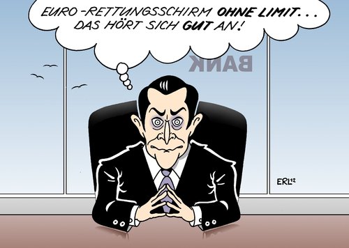 Cartoon: Ohne Limit (medium) by Erl tagged gläubiger,schulden,rettung,bank,banken,limit,ohne,rettungsschirm,krise,euro,eu