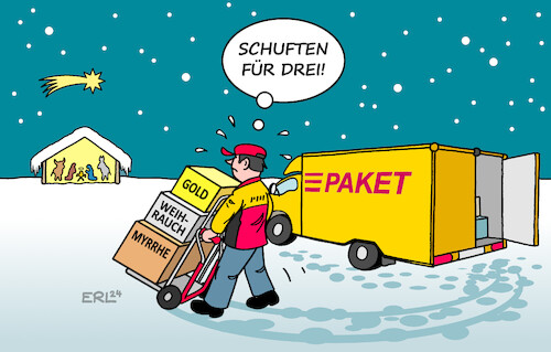 Cartoon: Online-Handel (medium) by Erl tagged politik,weihnachten,handel,onlinehandel,heilige,drei,könige,gold,weihrauch,myrrhe,paketdienst,karikatur,erl,politik,weihnachten,handel,onlinehandel,heilige,drei,könige,gold,weihrauch,myrrhe,paketdienst,karikatur,erl