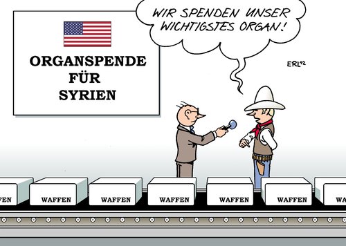 Cartoon: Organspende für Syrien (medium) by Erl tagged organspende,skandal,deutschland,klinik,göttingen,regensburg,syrien,krieg,waffen,waffenlieferung,usa,organspende,skandal,deutschland,klinik,göttingen,regensburg,syrien