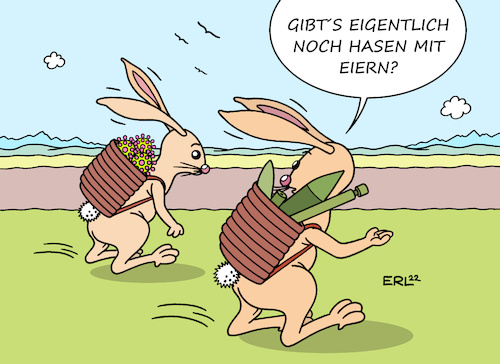 Cartoon: Osterhasen (medium) by Erl tagged politik,ostern,2022,osterhasen,kiepe,waffen,coronaviren,krieg,russland,ukraine,usa,eu,unterstützung,sanktionen,waffenlieferungen,corona,virus,pandemie,covid19,omikron,karikatur,erl,politik,ostern,2022,osterhasen,kiepe,waffen,coronaviren,krieg,russland,ukraine,usa,eu,unterstützung,sanktionen,waffenlieferungen,corona,virus,pandemie,covid19,omikron,karikatur,erl