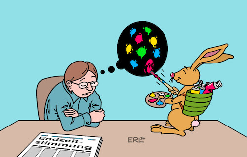 Cartoon: Ostern (medium) by Erl tagged politik,weltlage,endzeitstimmung,pessimismus,schwarzsehen,trübe,gedanken,angst,schwarz,ostern,glaube,hoffnung,zuversicht,optimismus,bunt,farben,pinsel,malen,osterhase,ei,osterei,vorstellung,psychologie,karikatur,erl,politik,weltlage,endzeitstimmung,pessimismus,schwarzsehen,trübe,gedanken,angst,schwarz,ostern,glaube,hoffnung,zuversicht,optimismus,bunt,farben,pinsel,malen,osterhase,ei,osterei,vorstellung,psychologie,karikatur,erl