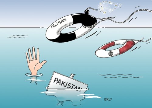 Cartoon: Pakistan (medium) by Erl tagged pakistan,flut,katastrophe,hilfe,taliban,welt,un,rettung,rettungsring,bombe,wasser,pakistan,flut,katastrophe,taliban,welt,un,rettung,rettungsring,bombe,wasser